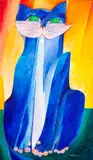 Gato Azul by Aldemir Martins, 1979, acrílica sobre tela, offered Nov 2020