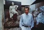 Bruce Bernard, Lucian Freud with two Paintings, 1993, Foto cor (cibachrome) sobre papel