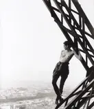 Peter Lindbergh, Mathilde on Eiffel Tower - Homage to Erwin Blumenfeld + Marc Riboud