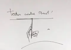 Todos contra Bush by Oscar Niemeyer, 2003, caneta sobre papel, offered Sep 2020