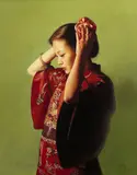 Dressing Up by Jiang Guo Fang, óleo sobre tela, offered Sep 2020