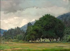 Paisagem by Edgar Walter, óleo sobre placa, offered Aug 2020