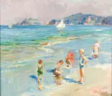 Bigio Gerardenghi, Praia, óleo sobre tela