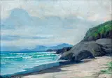 Aldo Cardarelli, Praia Sangava - Santos, 1968, óleo sobre placa