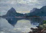 Angelo Cannone, Lagoa e Morro Dois Irmãos, óleo sobre maderia