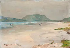 Praia do Gonzaguinha - São Vicente by Paulo Valle Junior, óleo sobre madeira, offered Aug 2020