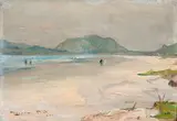 Paulo Valle Junior, Praia do Gonzaguinha - São Vicente, óleo sobre madeira