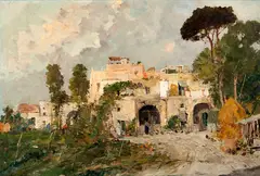 Vilarejo Napolis by Cacciaro, óleo sobre madeira, offered Aug 2020