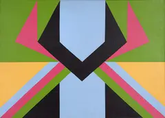 Abstrato Geométrico by Jandyra Waters, 1980, óleo sobre tela, offered Aug 2020