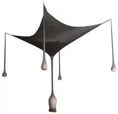 BoGenLandyScapEgg, noir by Ernesto Neto, 2009, contas de nylon, isopor e vidro, offered Aug 2020
