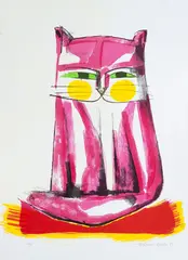 Gato Rosa by Aldemir Martins, 1989, serigrafia, offered Jul 2020