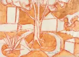 Italo Cencini, Paisagem Com Casas, 1996, técnica mista sobre papel