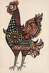 Aldemir Martins, Galo, 1954, nanquim com ecoline sobre papel