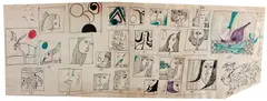 Estudos by Aldemir Martins, 1970, desenho a lápis, nanquim e aquarela, offered Jun 2020