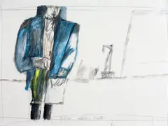 Aldemir Martins, Descobrimento do Brasil, 1969, desenho a lapis e aquarela sobre papel