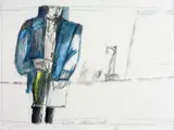 Descobrimento do Brasil by Aldemir Martins, 1969, desenho a lapis e aquarela sobre papel, offered Jun 2020