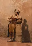 Giuseppe Aureli, A Espera, 1887, aquarela sobre papel