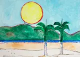Paisagem Com Coqueiros by Aldemir Martins, 2003, óleo sobre tela, offered Jun 2020