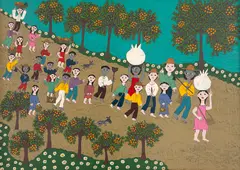 Os Retirantes by Gilvan, 1979, óleo sobre placa, offered Jun 2020