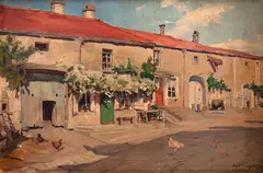 Casario by Paulo Valle Junior, 1950, óleo sobre placa, offered Jun 2020