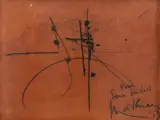 Georges Mathieu, Abstrato, 1959, óleo sobre papel colado em placa