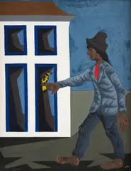 Homem com Pássaro by Clóvis Graciano, 1977, óleo sobre tela, offered Jun 2020
