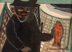 Homem com Peixe by Di Cavalcanti, 1973, óleo sobre tela, offered Jun 2020