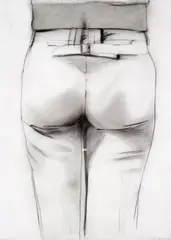 Figura de Costas by Luiz Paulo Baravelli, 1981, desenho a carvão sobre madeira, offered May 2020