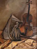 Abelardo Zaluar, Violino, partitura e escultura