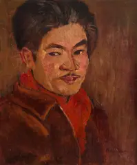 Auto Retrato by Riokai Ohashi, 1943, óleo sobre tela colada em placa, offered May 2020