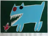 Gustavo Rosa, Cachorro e Passarinho, 1980, serigrafia
