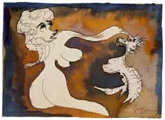 Nú by Ivan Serpa, 1971, técnica mista sobre papel, offered May 2020