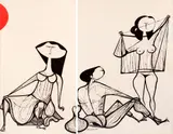 Sem Título (Díptico) by Aldemir Martins, 1958, óleo sobre madeira, offered May 2020