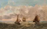 Navios Franceses da Baia de Guanabara - Rio de Janeiro by Eduardo de Martino, óleo sobre tela, offered May 2020