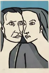 Aldo Bonadei, Casal, 1971, xilogravura