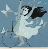 Milton Dacosta, Menina com Bicicleta, 1965, serigrafia