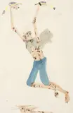 Clóvis Graciano, Figura com Aves, 1969, monotipia sobre papel