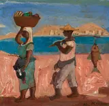 Feirantes by Fulvio Pennacchi, 1968, óleo sobre placa, offered Mar 2020