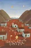 Aldeia em Festa com Balões by Fulvio Pennacchi, 1983, óleo sobre placa, offered Mar 2020