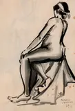 Mario Zanini, Mulher Sentada, 1969, nanquim e aguada sobre papel