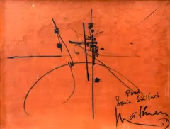 Georges Mathieu, Abstrato, 1959, óleo sobre papel colado em placa