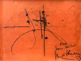 Georges Mathieu, Abstrato, 1959, óleo sobre papel colado em placa