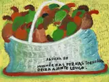 Cesta de Frutas - Mulhér das pérnas torneãda deixa a jente louco by José Antônio da Silva, 1988, óleo sobre tela, offered Mar 2020