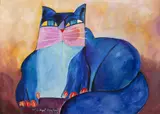 Gato Azul by Aldemir Martins, 1988, acrílica sobre papel, offered Mar 2020