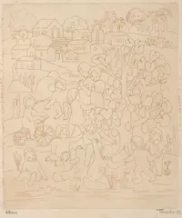 Crianças no Vilarejo by Tarsila do Amaral, 1970, água-forte sobre papel, offered Mar 2020