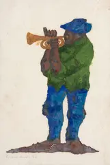 Músico by Clóvis Graciano, 1970, guache sobre papel, offered Nov 2019