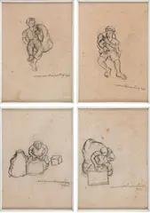 Personagens da Cidade Grande by Manuel Martins, 1936, grafite sobre papel, offered Nov 2019