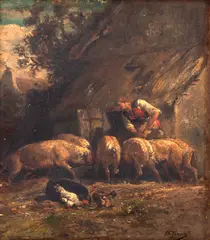 Charles Jacques, Sem Título, óleo sobre madeira