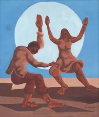 Figuras Dançando by Clóvis Graciano, 1973, óleo sobre tela, offered Nov 2019