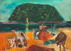 Ilha de Urubuqueçaba by Van Acker, 1975, óleo sobre cartão solado em madeira, offered Nov 2019
